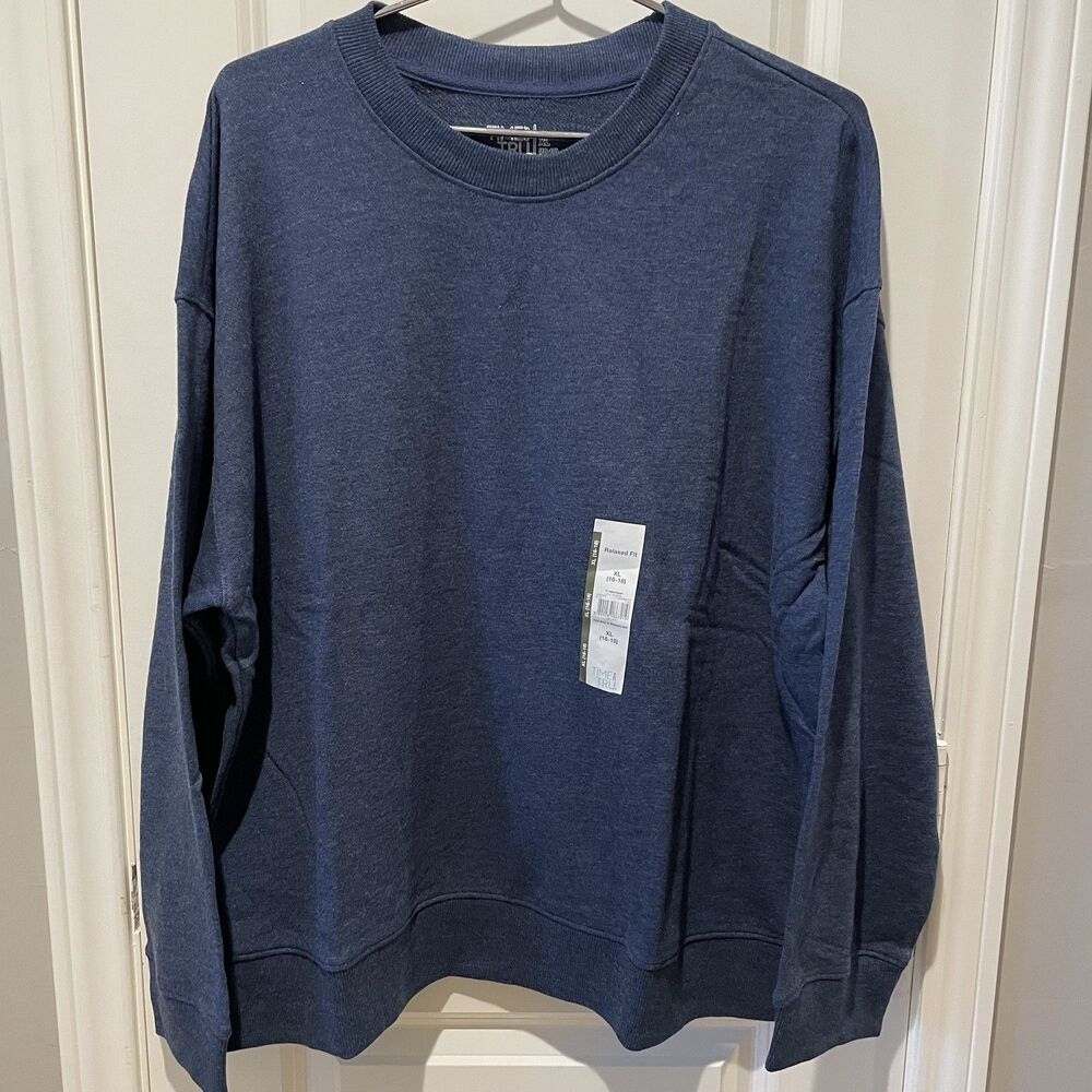 Time and Tru Women's Crewneck Sweatshirt Size XL 16/18 Navy Blue Heather NWT